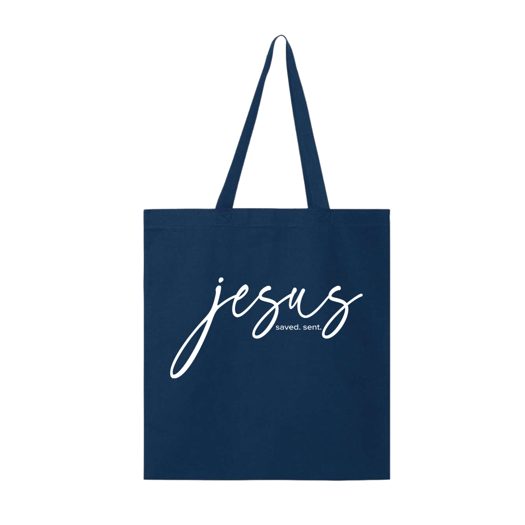 Jesus (Saved. Sent) Script Tote Bag